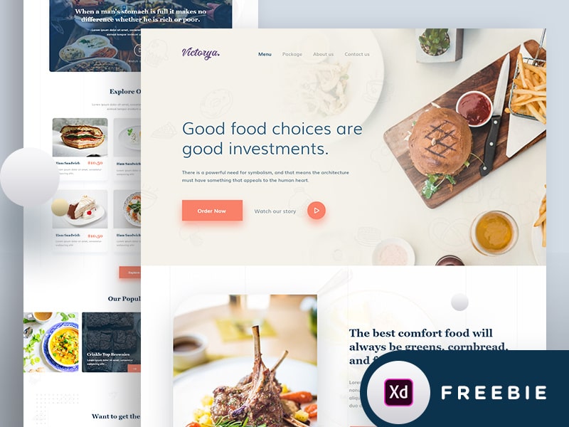 Food Landing Page Template - Xd File