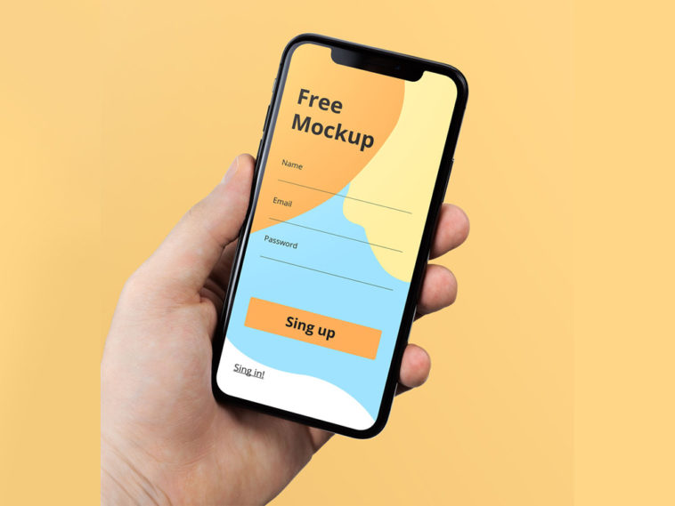 Iphone X In Hand Free Psd Mockup Xd File