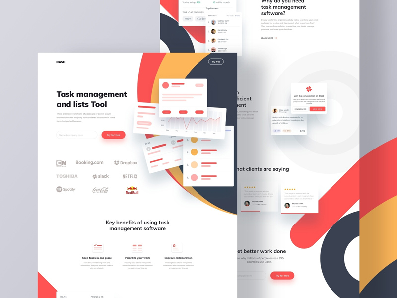 Task Management Web App Landing Page Free Xd Download Xdfile