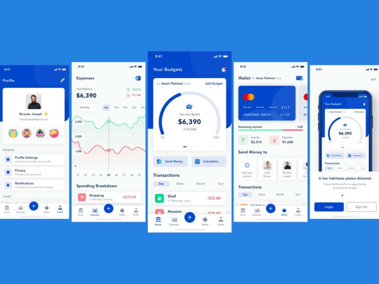 Download Free Bank App Template Sketch Xd File