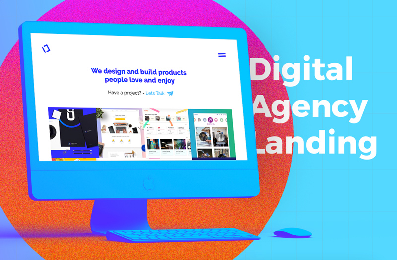 Clean Digital Agency Landing With Free Adobe Xd File