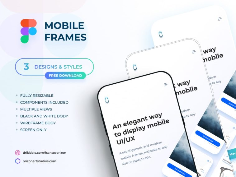 Download Free Flat Mobile Frame Figma Mockups Xd File PSD Mockup Templates