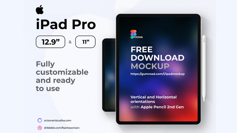 Download Apple Ipad Pro Pencil Mockup Figma Xd File