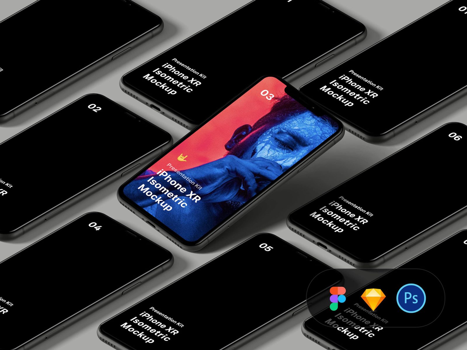 Isometric IPhone XR Free PSD Mockup 3
