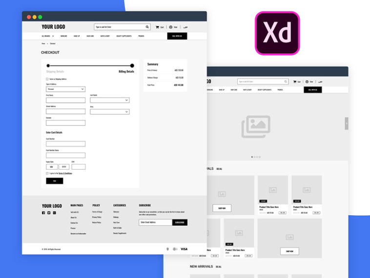 Download Free E Commerce Wireframing Kit For Adobe Xd Xd File