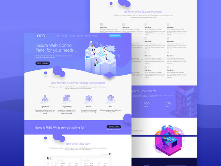 Download Free Hosting Service Concept Adobe Xd Website Template Xd File