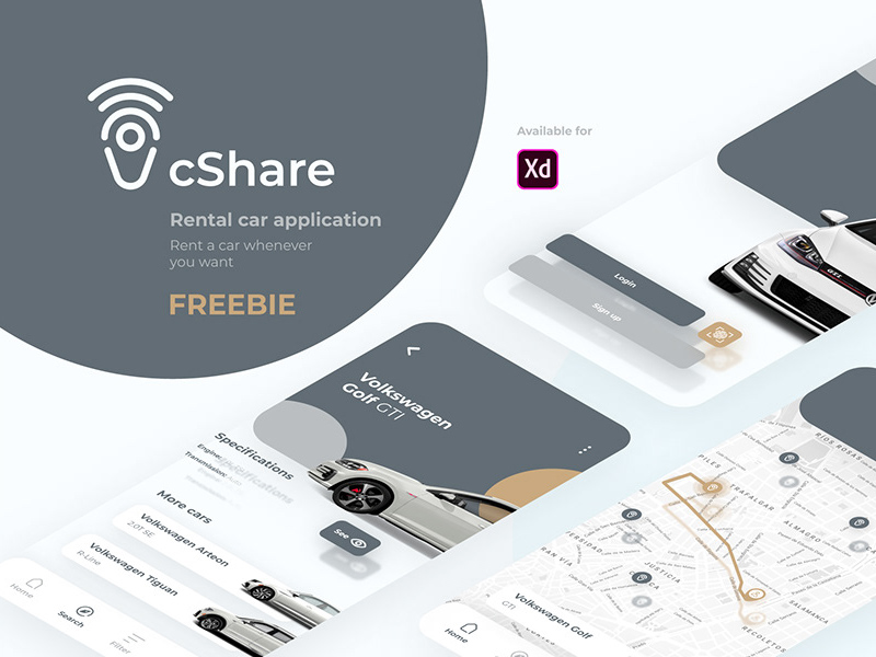 Ui Design Rental Car App Freebie
