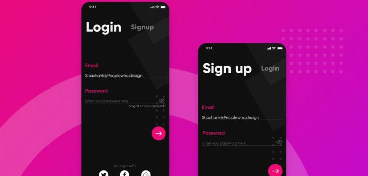 Free Dark mode XD login-signup screens - Xd File