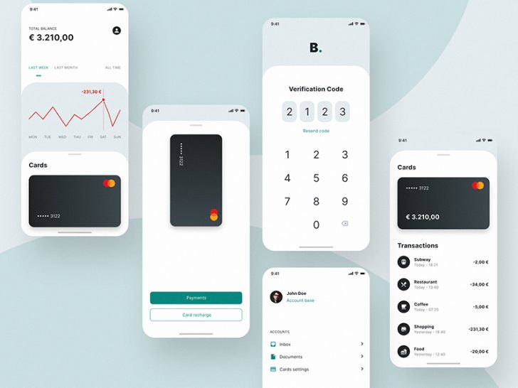 Free Banking App UI Kit For Adobe Xd - Xd File