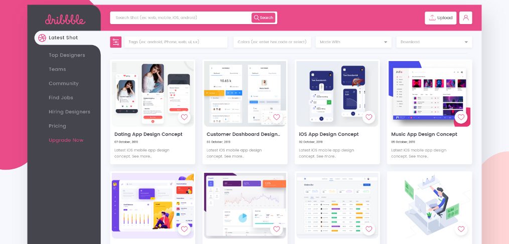 Dribbble Redesign Xd Template 1014x487