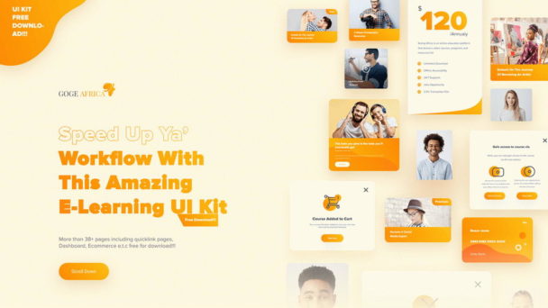 Free E-learning UI Kit Figma - Xd File