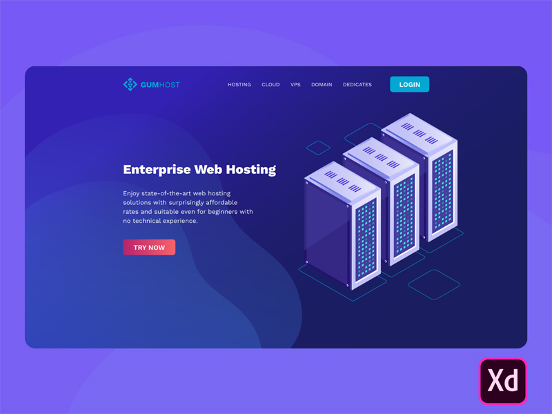 Enterprise Hosting Landing Page By Adobe Xd Freebie V3