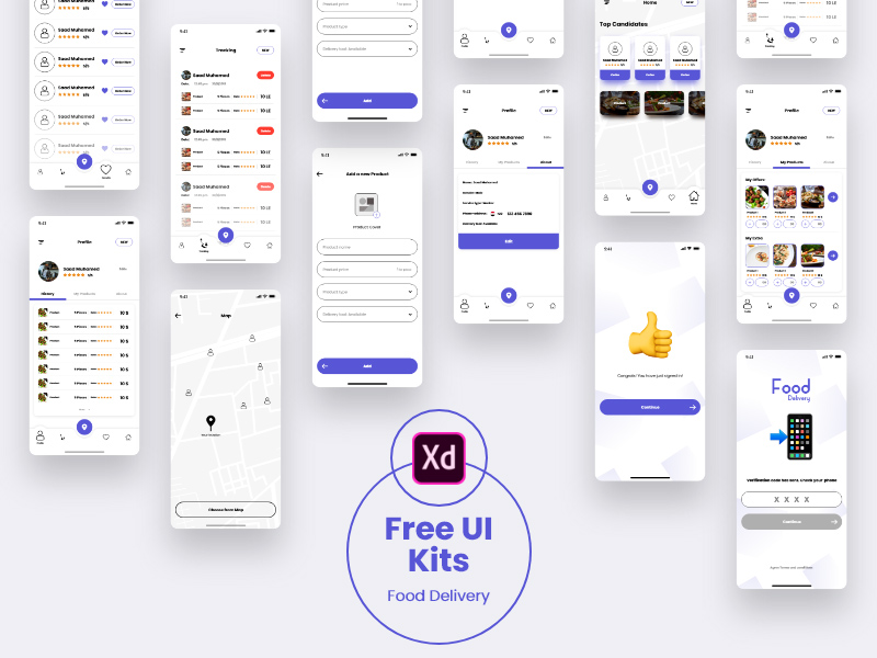 Free Adobe Xd Food Delivery Ui Kit Templates - Xd File