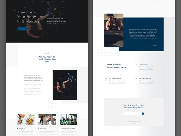 Free Gym Workout Adobe Xd Website Templates - Xd File