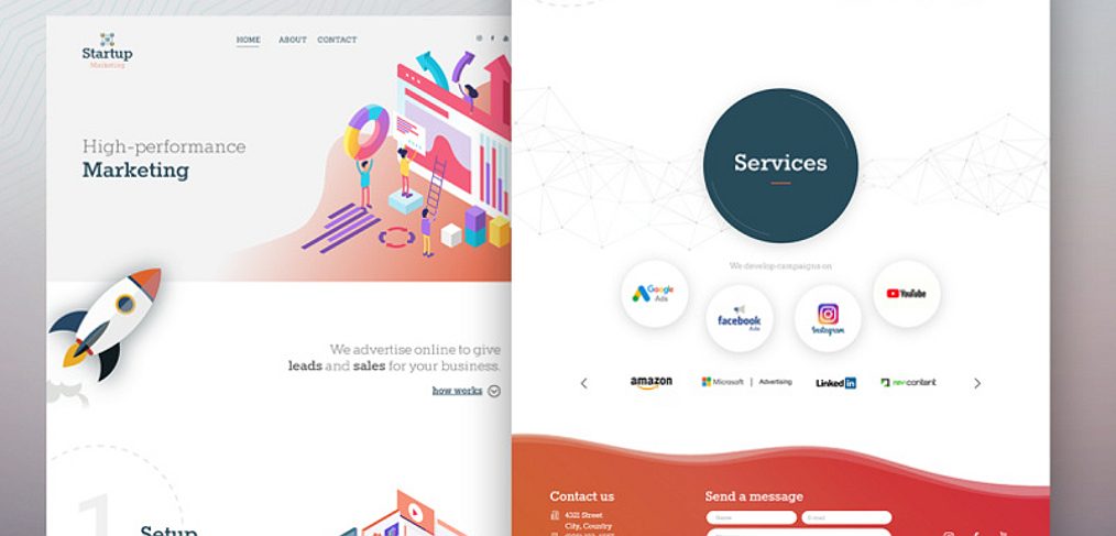 Marketing Landing Page Free Xd Template 1014x487