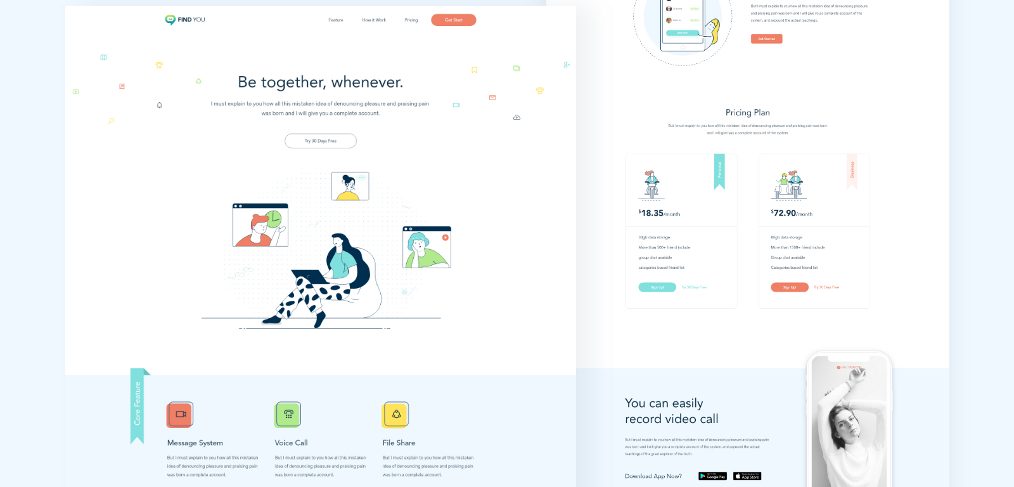 Social Network Xd Landing Template 1014x487