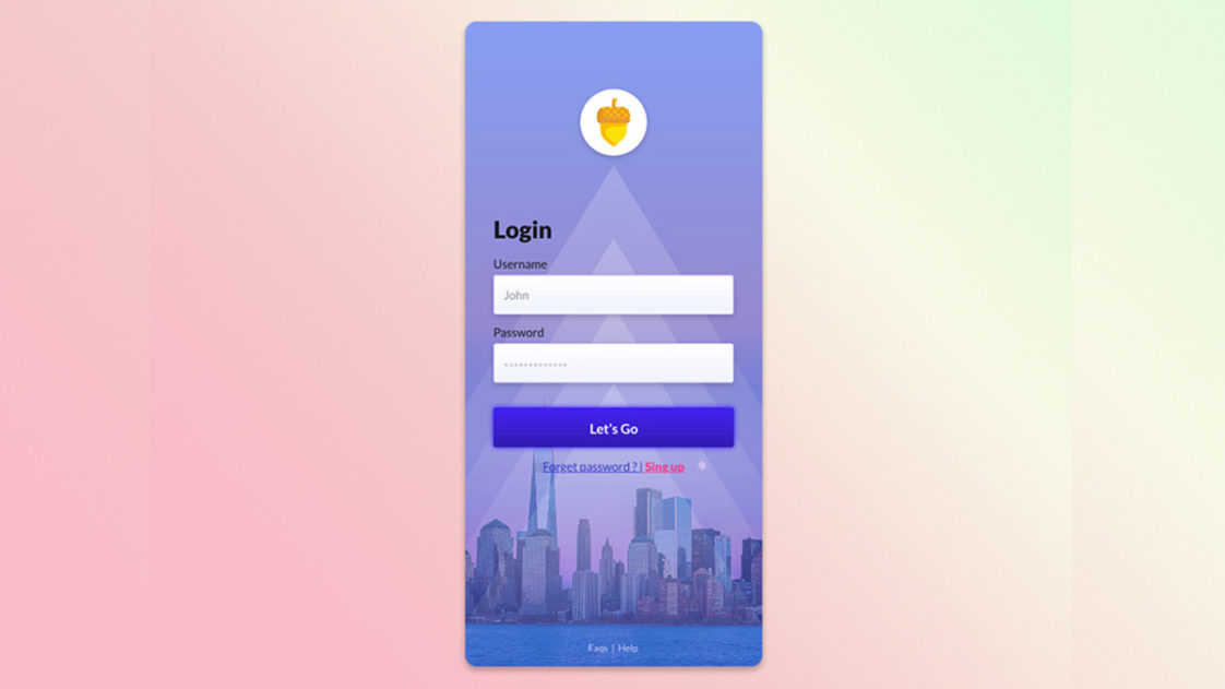 City Login Screen Mobile Xd Template Xd File