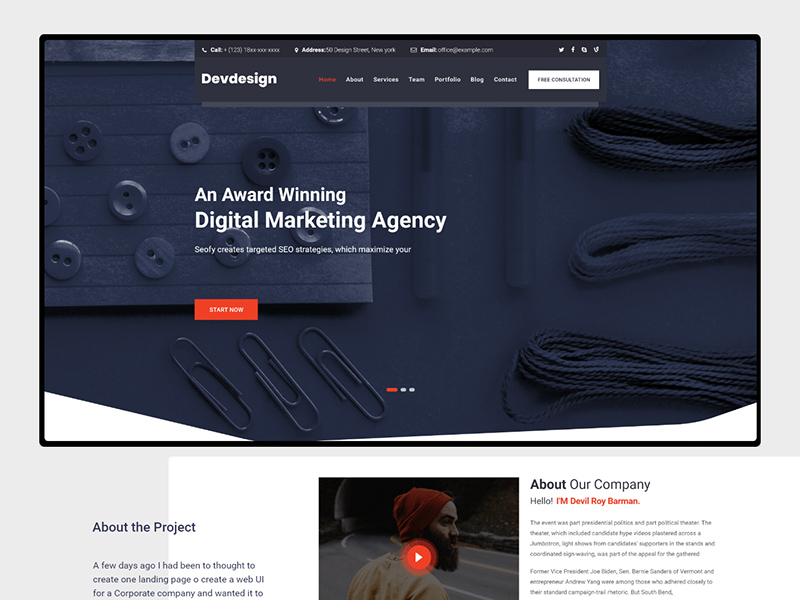 Free Corporate Landing Page Ui N7