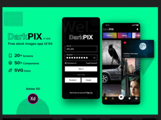 Free Stock Images App Design | DarkPix UI Kit Xd - Xd File
