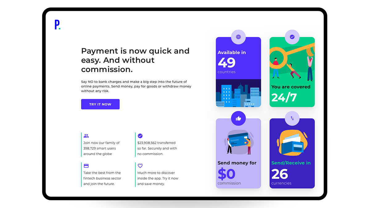 Fintech Landing Page Sketch Templates