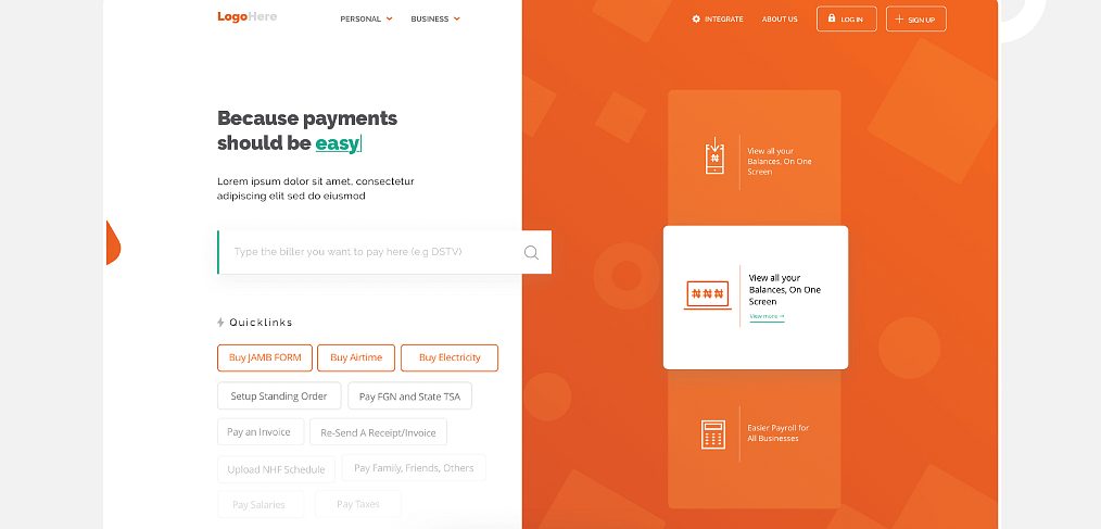 Biller Xd Landing Page Template