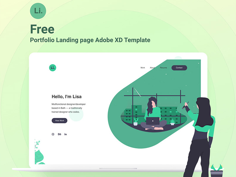 Free Portfolio Landing Page Template Adobe Xd