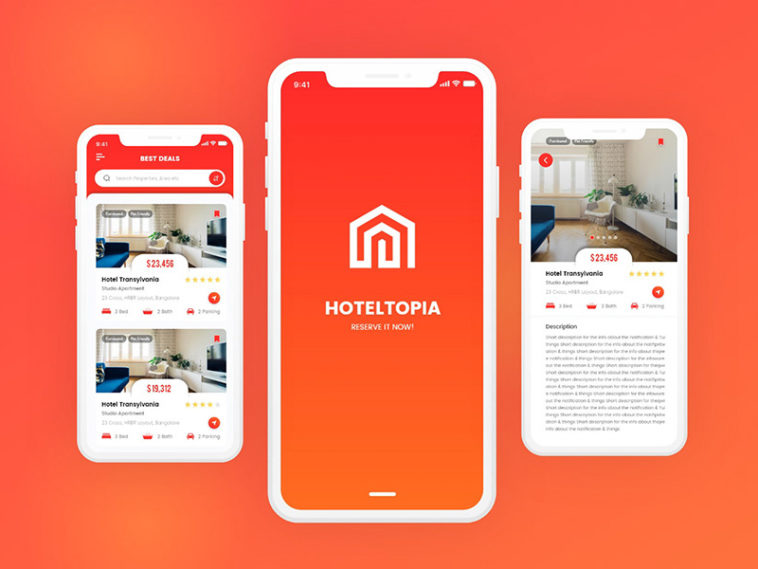 Verwonderlijk Free HotelTopia Hotel Booking Mobile App UI Design Adobe XD FZ-24