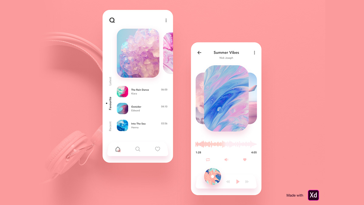 Q Music Mobile App Design Template