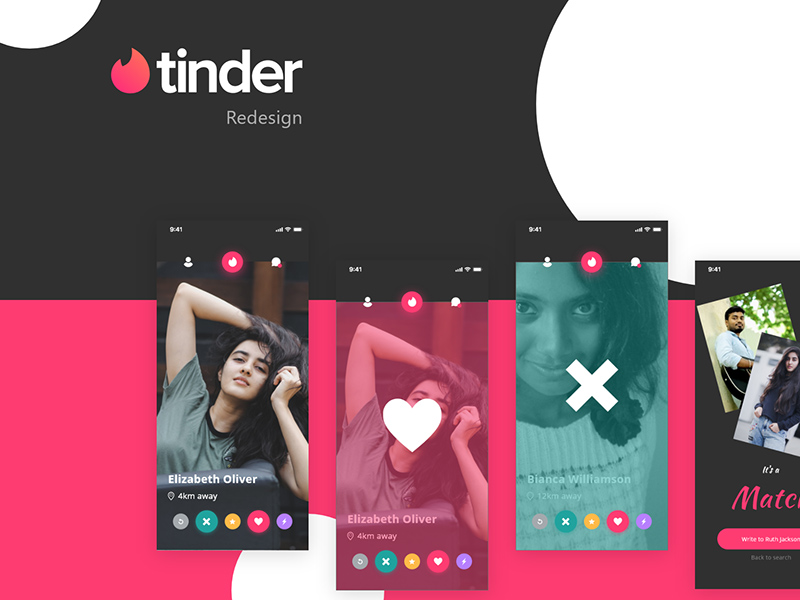 Free Tinder Redesign Dark Ui Kit Xd File