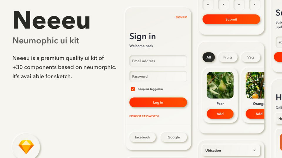 Neumorphic UI Kit Sketch