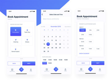 Dental Clinic Booking Appointment App UI Kit XD Template