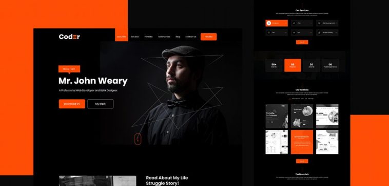 Free Adobe XD Developer Portfolio Template - Xd File