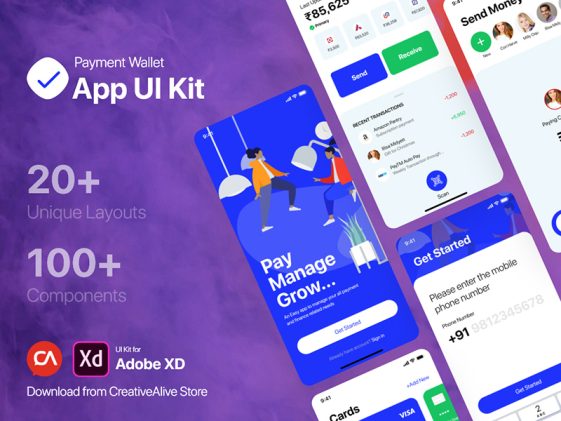 Free Payment Wallet App Xd UI Kit - Xd File