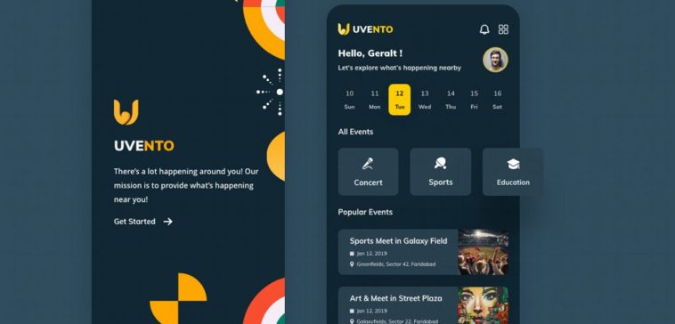 Free Uvento Event App XD Template