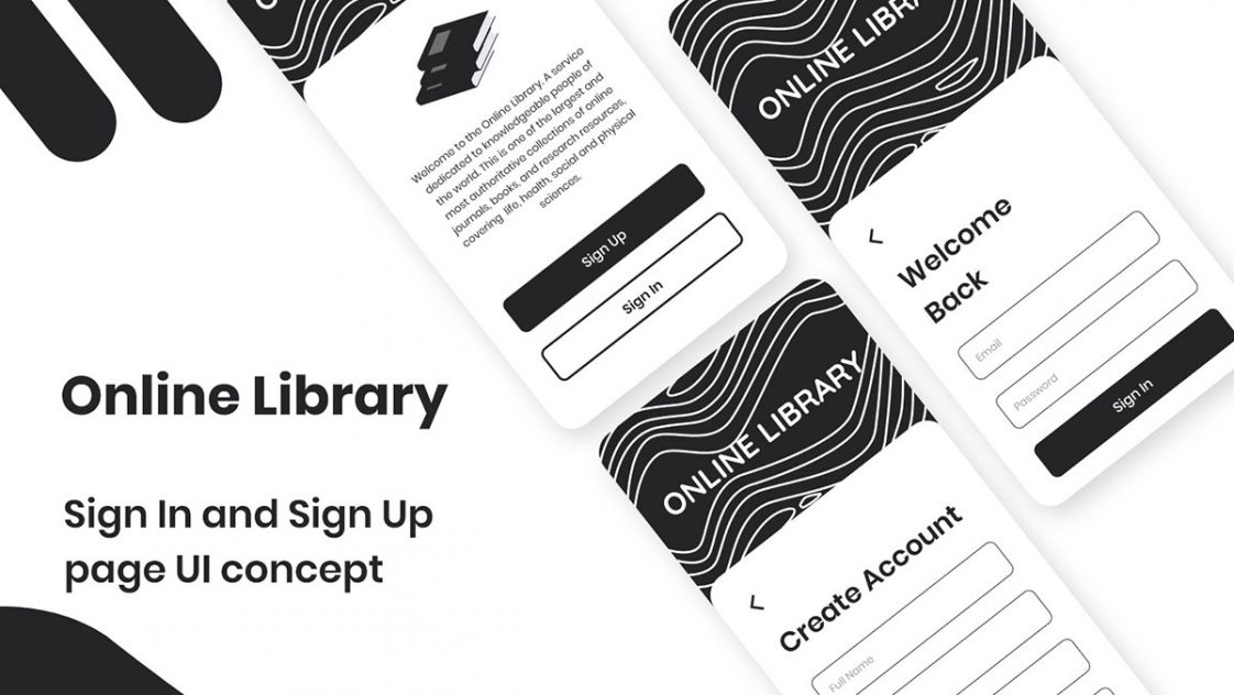 Free Library Login/Signup XD UI Template Free Adobe Xd File