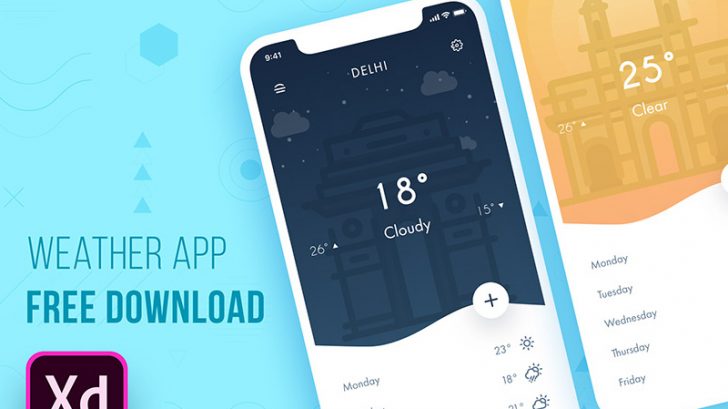 Free Clean Weather App Adobe Xd Template - Xd File