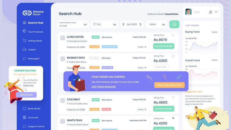 Grocery Bazar Dashboard Template Xd