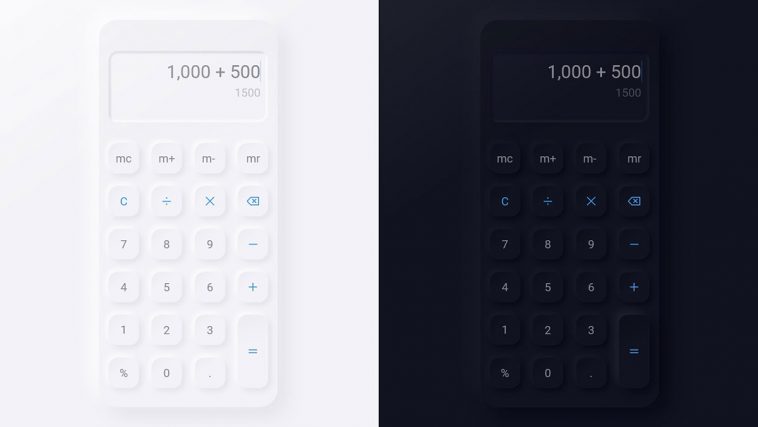 Neumorphic XD Calculator UI Kits