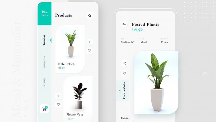 Free Plants App Screen Template Adobe XD