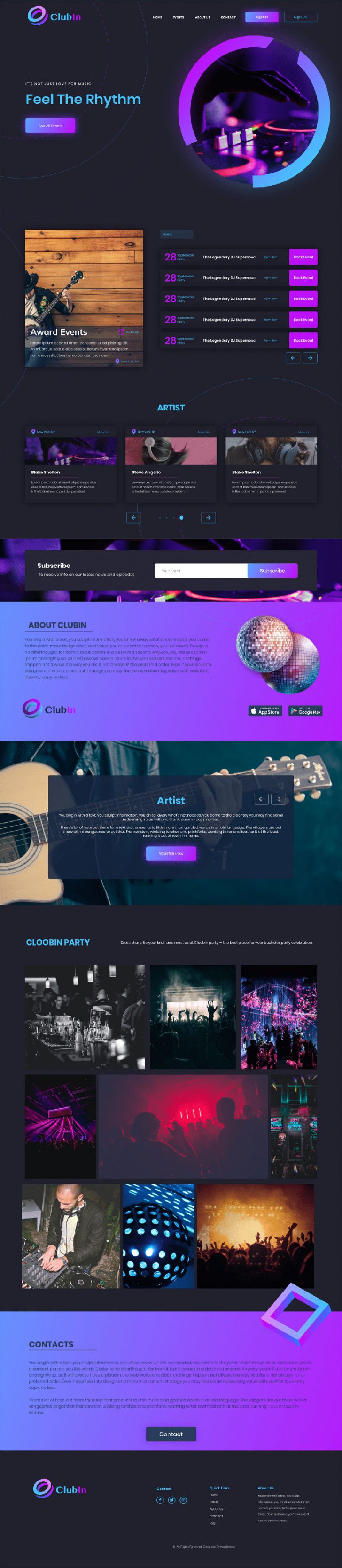 Free Adobe XD Website Templates for Night Club - Free Adobe Xd File