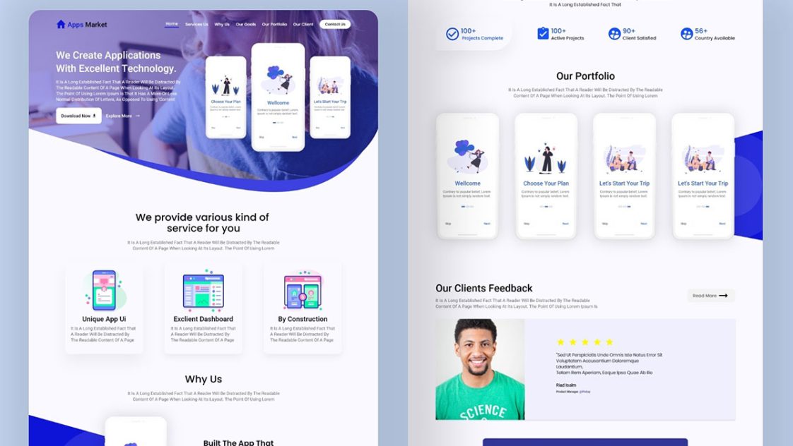 Free Apps Creator Landing Page XD Templates - Free Xd File