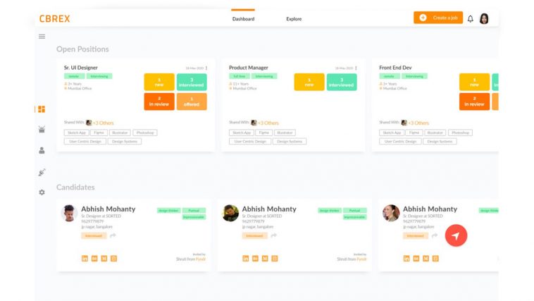 Recruiters Employers dashboard design XD Templates