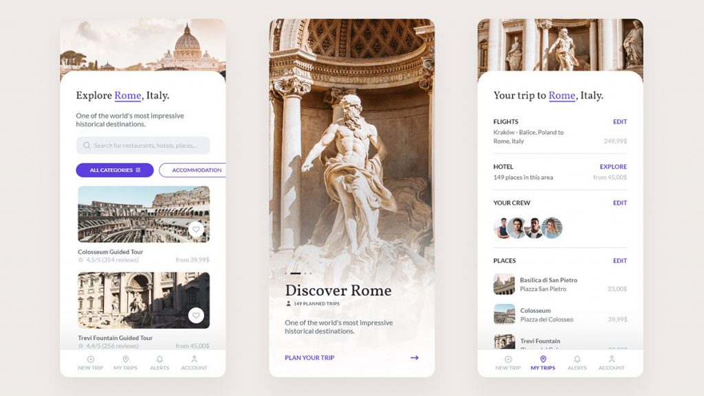 Free Travel Planner App XD Template Xd File