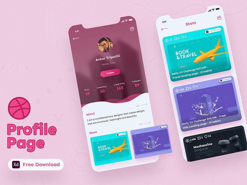Dribble Profile Page Freebie