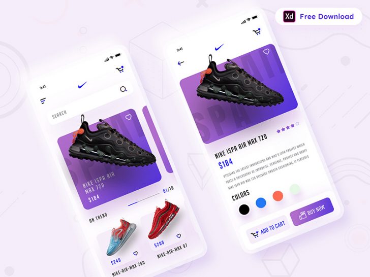 Free Shoes Store Mobile App Design XD Free Adobe Xd File