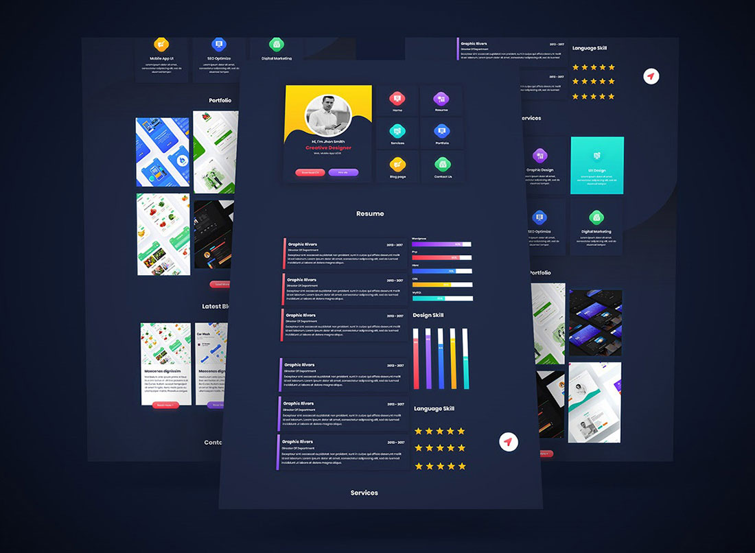 Adobe XD CV Resume Templates Set
