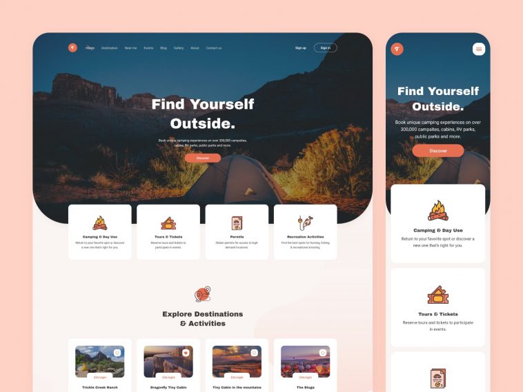 Download Free Camping Website Xd Template Free Xd File