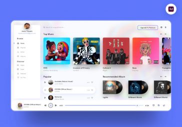 Music Player Web App XD Template