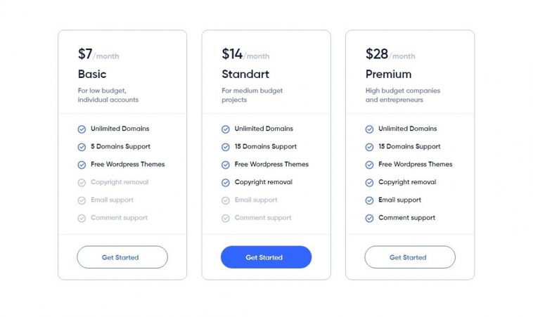 Free Pricing Plan XD Template