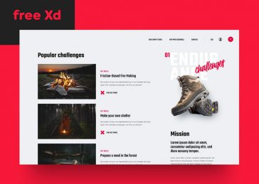 Survival Landing Page XD Template